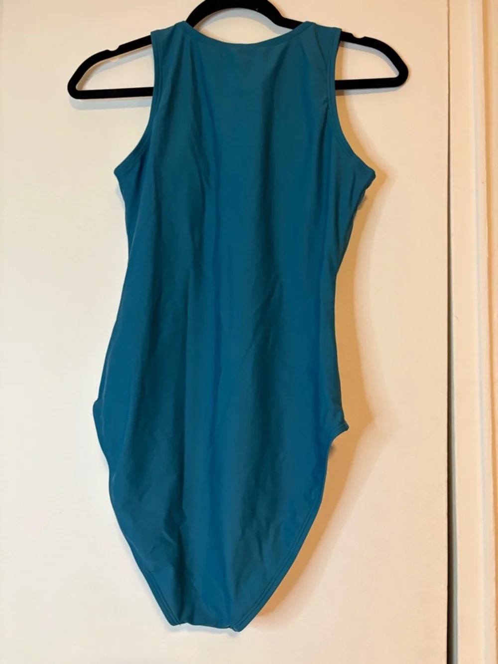 Quince Italian Zip-Front One-Piece Swimsuit in Lagoon Teal Blue - Picture 3 of 4